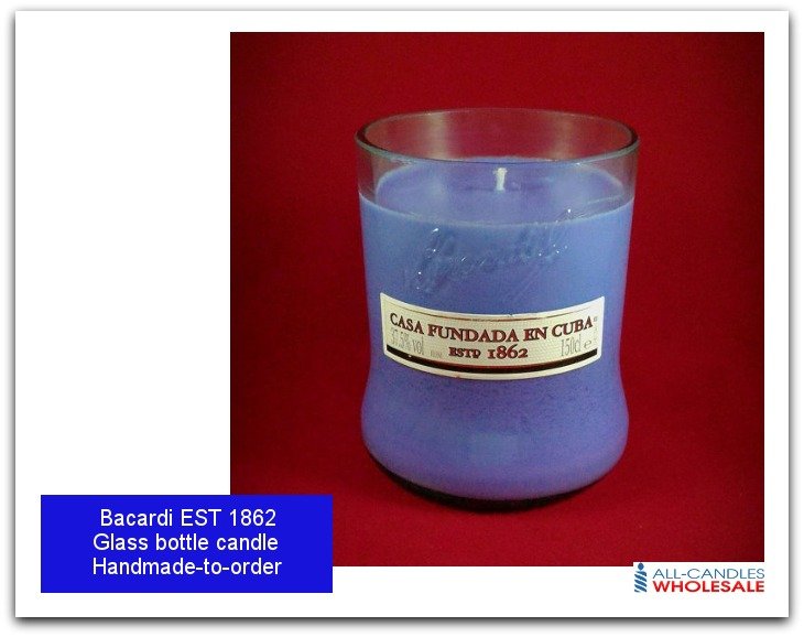 Personalised Bacardi Large Glass bottle candle featured