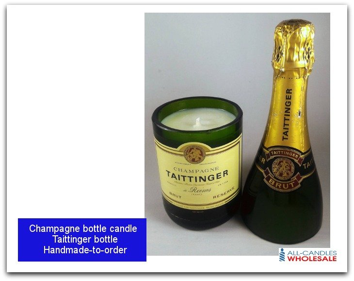 Personalised Taittinger champagne bottle candle featured