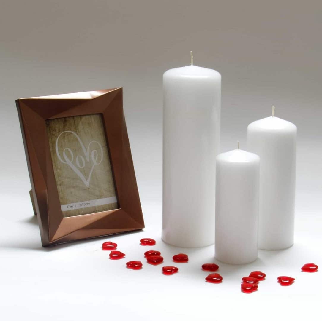 pillar candles, white pillar candles,