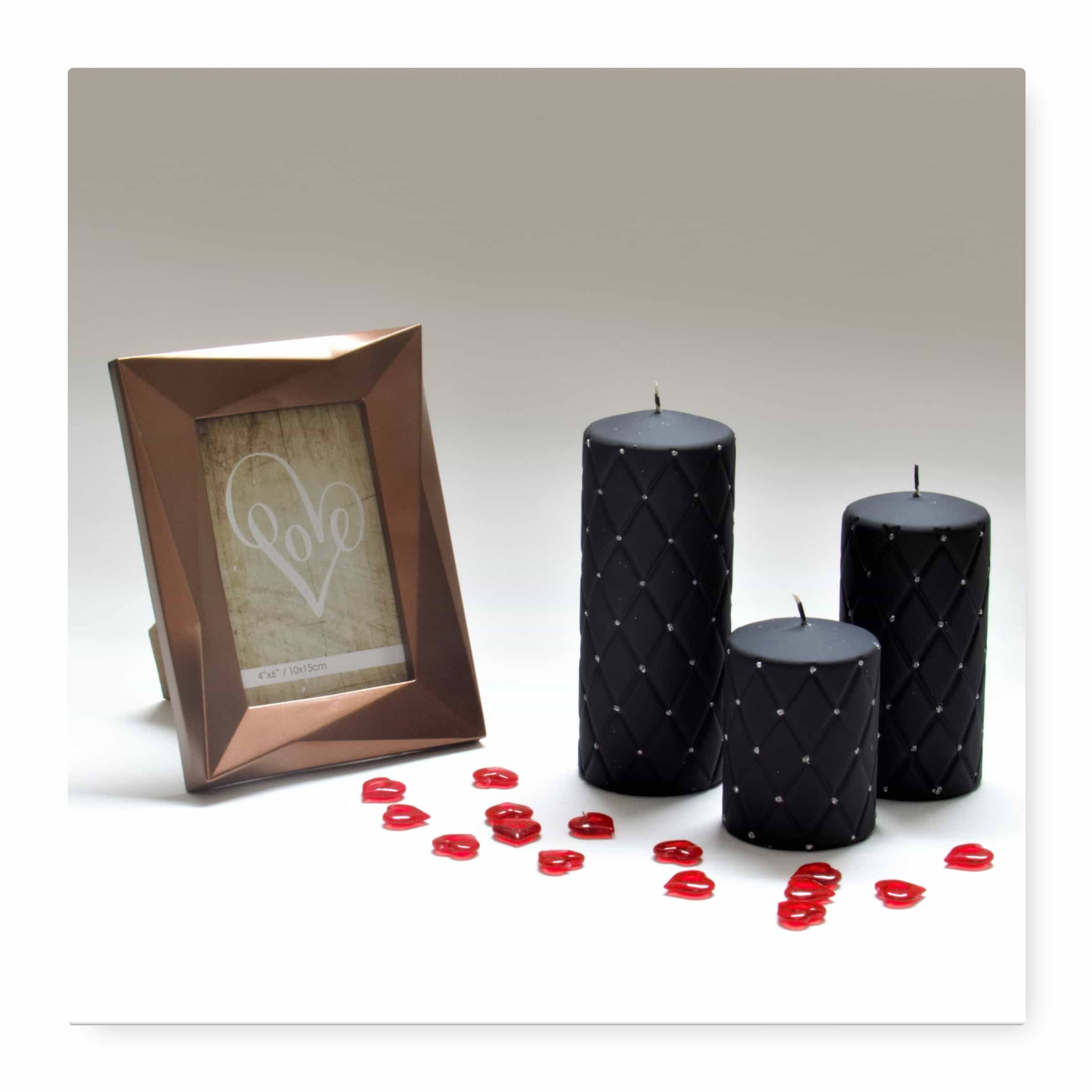 Hand Decorated Pillar Candles Black