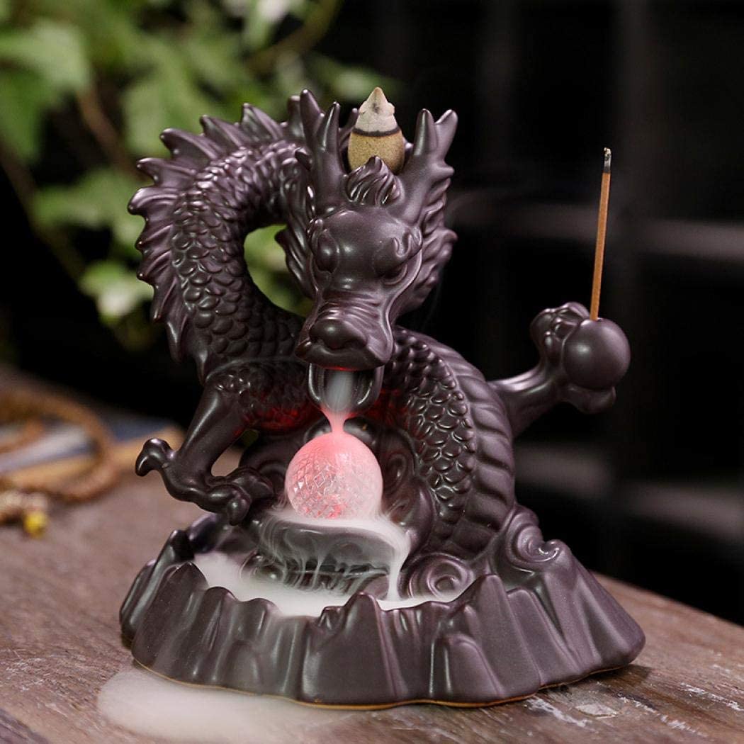 Backflow Incense Burner! Dragon Holder with Ball in Exquisite Gift Box