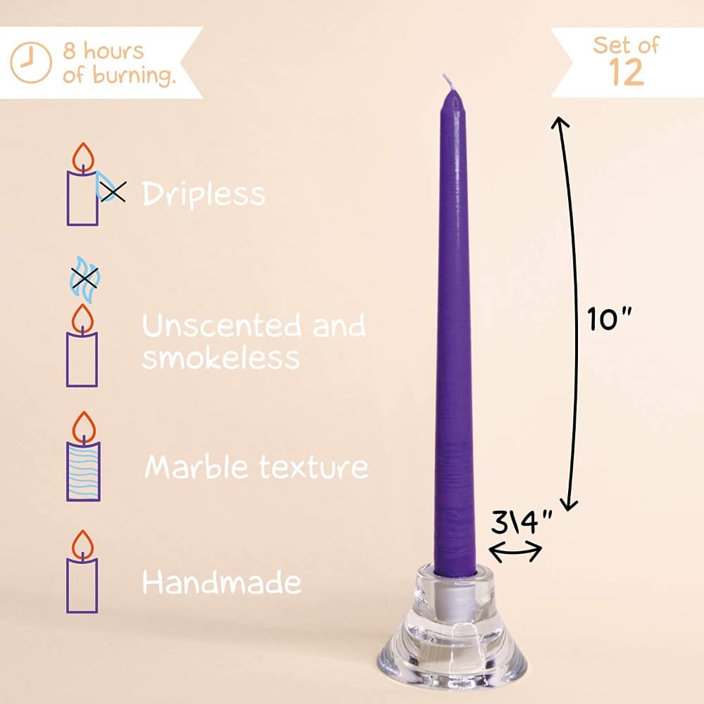 Taper Candles Set of 12 Dripless and Smokeless Table Candles
